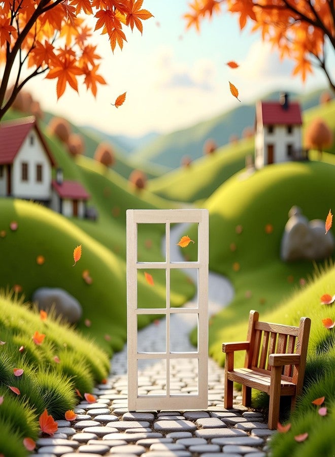 SquarezhenBo 1pc Wood Color Dollhouse Window,Wooden Traditional 1/12 Scale 8-Pane Door Dollhouse Window Frame Miniature Furniture,Furniture Accessories - Image 2